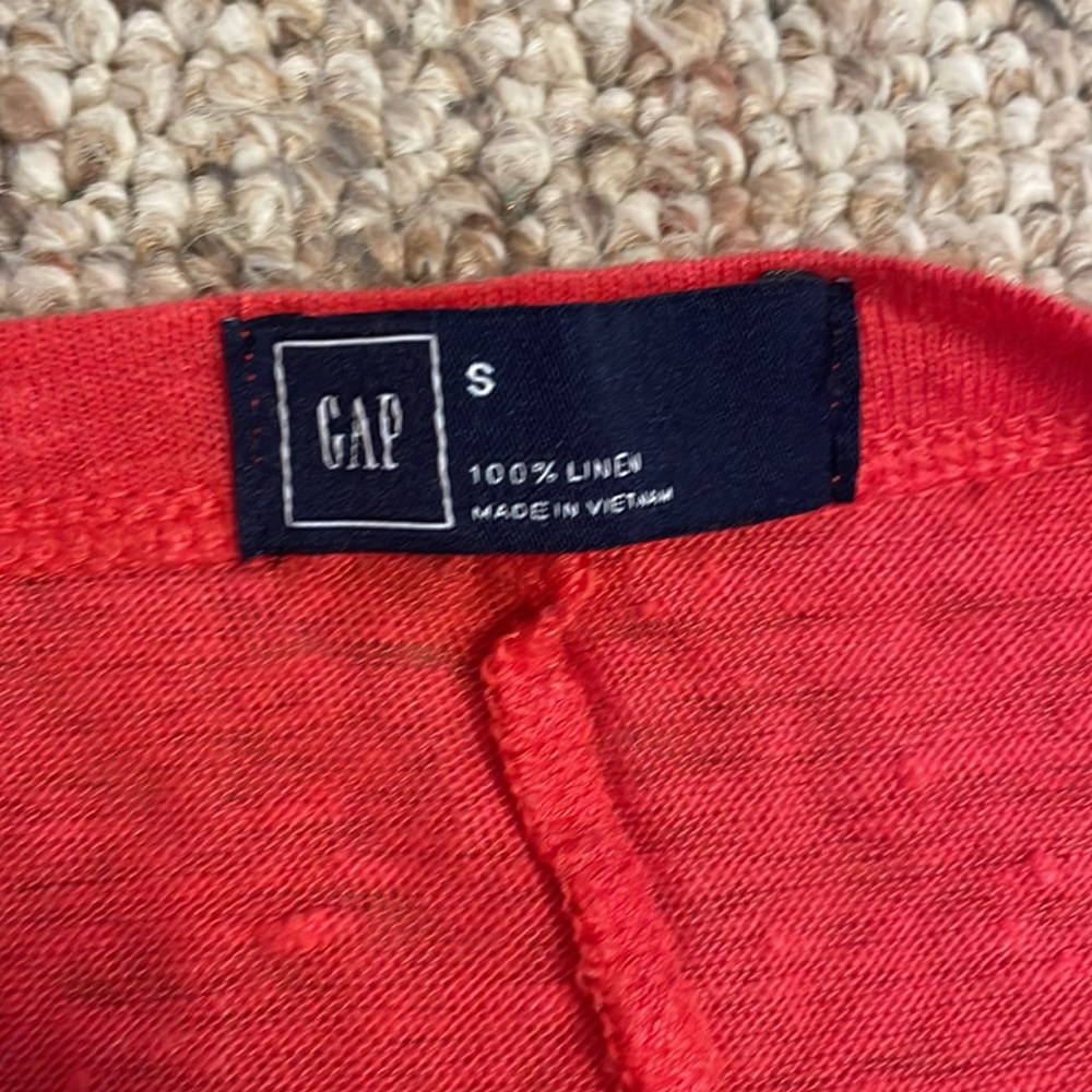 Gap linen long sleeve loose top in tangerine - Picture 6 of 6